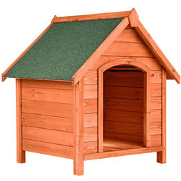 tectake Hundehütte aus lasiertem Holz mit aufklappbarem Spitzdach und Bitumenoberfläche 72 x 65 x 83 cm – Bild 1 von 13