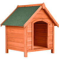 Produktbild von tectake Hundehütte aus lasiertem Holz mit aufklappbarem Spitzdach und Bitumenoberfläche 72 x 65 x 83 cm