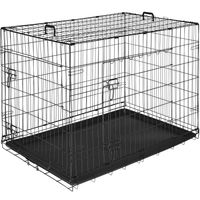 Produktbild von tectake Hundekäfig Gitterbox klappbar für große Hunde und Welpen mit 2 Türen und Doppelverriegelung 108 x 71 x 76 cm