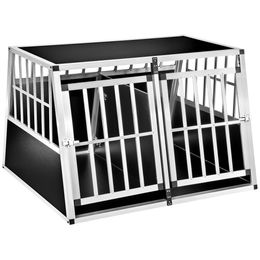 tectake Hundetransportbox Doppel XXL aus Aluminium mit schräger Rückwand und Trennwand Schwarz - 22 kg – Bild 1 von 13
