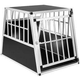 tectake Hundetransportbox single aus Aluminium mit schräger Rückwand und Gittertür Schwarz – Bild 1 von 5