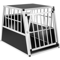 Produktbild von tectake Hundetransportbox single aus Aluminium mit schräger Rückwand und Gittertür Schwarz