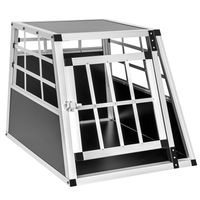 Produktbild von tectake Hundetransportbox single mit gerader Rückwand aus Aluminium in Schwarz 54 x 69 x 50 cm - 7,5 kg