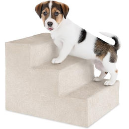 tectake Hundetreppe und Katzentreppe als Einstiegshilfe mit waschbarem Plüschbezug in Beige, 37 x 45 x 34,5 cm – Bild 1 von 7
