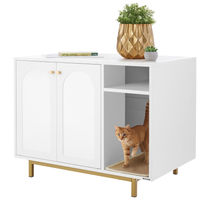 Produktbild von tectake Katzenschrank Kalea Katzenmöbel mit seitlichem Eingang und Kratzmatte in Weiß/Gold