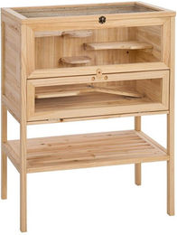 tectake Kleintierkäfig Hamsterkäfig aus Holz in Braun 60x40x80cm – Bild 1 von 3