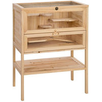 Produktbild von tectake Kleintierkäfig Hamsterkäfig aus Holz in Braun 60x40x80cm