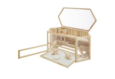 tectake Kleintierkäfig Hamsterkäfig aus Holz in Braun und Natur – Bild 1 von 4