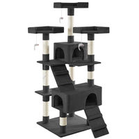 Produktbild von tectake Kratzbaum Barney für Katzen und Kitten 170 cm mit Sisalstangen und Katzenhäusern in Schwarz