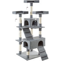 Produktbild von tectake Kratzbaum Barney XL für Katzen und Kitten mit 2 Katzenhäusern und Sisalsäulen in Grau 170 cm
