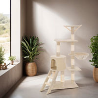 Produktbild von tectake Kratzbaum Dominik für Katzen 144 cm Beige mit Katzenhaus, Treppe und Sisalstangen