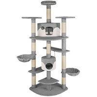 Produktbild von tectake Kratzbaum für Katzen 201 cm in Grau/Weiß mit Sisal und 2 Katzenhäusern