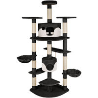 Produktbild von tectake Kratzbaum für Katzen 201 cm in Schwarz/Weiß mit 2 Katzenhäusern und Sisal