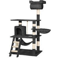 Produktbild von tectake Kratzbaum für Katzen mit Katzenhaus und Sisal in Schwarz 141 cm