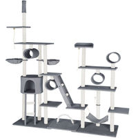 Produktbild von tectake Kratzbaum Grau mit Katzenhaus und Deckenspanner 234 bis 261 cm