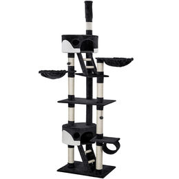 tectake Kratzbaum Hansi XXL Katzenbaum deckenhoch höhenverstellbar 243-260 cm schwarz-weiß mit Sisalsäulen und Katzenhäusern – Bild 1 von 13