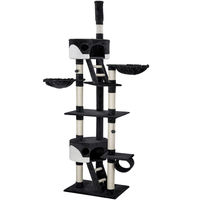 Produktbild von tectake Kratzbaum Hansi XXL Katzenbaum deckenhoch höhenverstellbar 243-260 cm schwarz-weiß mit Sisalsäulen und Katzenhäusern