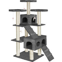 Produktbild von tectake Kratzbaum Knuti Katzenbaum 186 cm Grau mit Sisalstangen und 2 Katzenhäusern