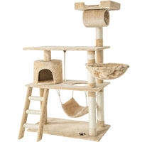 Produktbild von tectake Kratzbaum Marcel für Katzen 141 cm Beige mit Katzenhaus Sisalstangen und Kippschutz