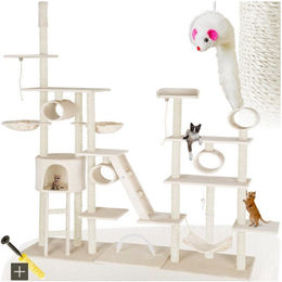tectake Kratzbaum Snooky Katzenbaum mit Deckenspanner und Sisalstangen in Beige – Bild 1 von 4