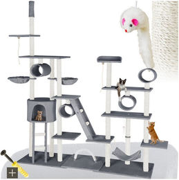 tectake Kratzbaum Snooky Katzenbaum mit Sisalstangen und Deckenspanner in Grau – Bild 1 von 4