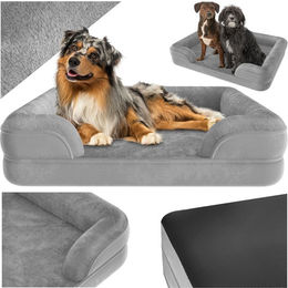 Produktbild von tectake Orthopädisches Hundebett mit wasserdichtem Plüschbezug in Grau