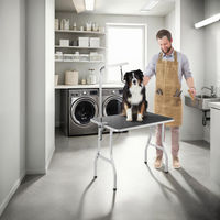 Produktbild von tectake Trimmtisch für Hund und Katze mit höhenverstellbarem Galgen und rutschfester Gummibeschichtung schwarz/grau