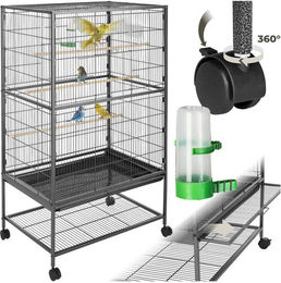 tectake Vogelkäfig für Papageien aus Metall in Hammerschlagoptik 131cm hoch – Bild 1 von 5