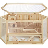 Produktbild von tectake XXL Hamsterkäfig aus Holz in Braun mit mehreren Etagen 115 x 60 x 58 cm