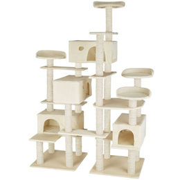 tectake XXL Katzen Kratzbaum Entissar 214 cm beige mit 4 Katzenhäusern und Sisalstangen – Bild 1 von 4