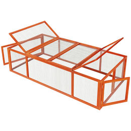 tectake XXL Kleintiergehege aus Holz für Kaninchen und Meerschweinchen mit 4 Türen 181 x 90 x 48 cm Braun – Bild 1 von 13