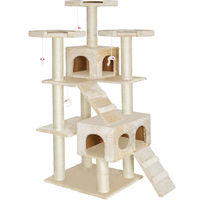 Produktbild von tectake XXL Luxus Sisal Kratzbaum Knuti 186cm für Katzen und Kitten in Beige mit Katzenhaus und Spielzeug