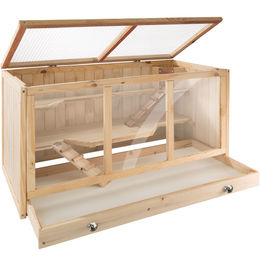 tectake XXL Nagerkäfig aus Holz für Hamster und Mäuse braun 95x50x50cm – Bild 1 von 13