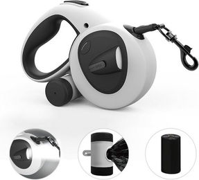 Tekoo Rollleine für Hunde mit LED Licht, Kotbeutelspender und reflektierendem Band, 5m, bis 30kg, wiederaufladbar – Bild 1 von 5