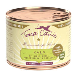 Produktbild von Terra Canis Classic Hundefutter Kalb mit Hirse, Gurke, gelber Melone und Basilikum Stückchen in Sauce Glutenfrei 12 x 200 g - 12 x 200 g