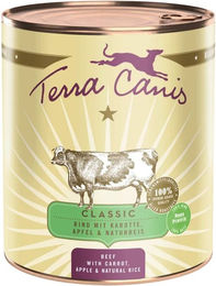 Produktbild von Terra Canis CLASSIC Hundefutter Rind mit Karotte Apfel und Naturreis 12x800g
