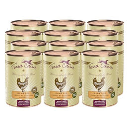 Produktbild von Terra Canis Huhn Pur Hundefutter Nassfutter mit Hühnerherz und Hühnerleber getreidefrei 12x400g - 12 x 400 g