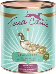 Produktbild von Terra Canis Hundefutter Ente mit Stückchen in Sauce getreidefrei und laktosefrei 12x800g