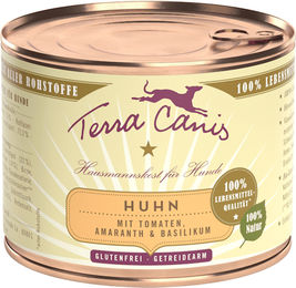 Terra Canis Hundefutter Huhn mit Amaranth, Tomate und Basilikum Stückchen in Sauce Glutenfrei 12 x 200 g - 12 x 200 g – Bild 1 von 3