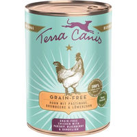 Produktbild von Terra Canis Hundefutter Huhn mit Pastinaken Brombeeren und Löwenzahn Stückchen in Sauce getreidefrei Adult 12x400g