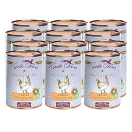 Produktbild von Terra Canis Hundefutter Senior Huhn mit Gurke Kürbis und Gesundheitskräutern 12x400g mit hohem Fleischanteil - 12 x 400 g
