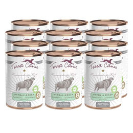 Produktbild von Terra Canis Hundefutter Wasserbüffel mit Süßkartoffel Hypoallergenes Nassfutter Getreidefrei und Glutenfrei 12x400g - 12 x 400 g