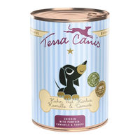 Produktbild von Terra Canis Hundefutter Welpe Huhn mit Kürbis Kamille und Tomate Stückchen in Sauce 6x400g