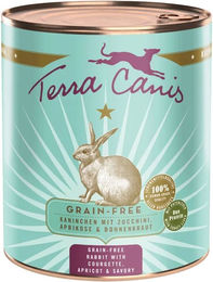 Produktbild von Terra Canis Kaninchen mit Zucchini, Aprikose und Borretsch getreidefrei Stückchen in Sauce für erwachsene Kleintiere 6x800g