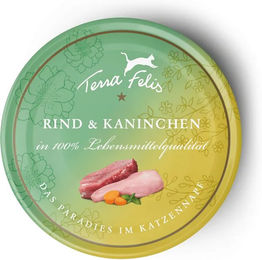 Produktbild von Terra Canis Katzenfutter Rind und Kaninchen getreidefrei mit hohem Fleischanteil 12x80g