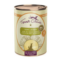 Produktbild von Terra Canis Love the Planet SunLover Hundefutter Rind mit Kokos sonnengereiftem Obst und Kurkuma Stückchen in Sauce glutenfrei 6 x 400 g - 6 x 400 g
