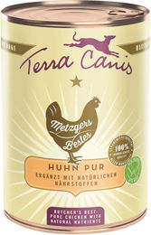 Produktbild von Terra Canis Metzgers Bestes Huhn pur Hundefutter getreidefrei laktosefrei monoprotein 6x400g