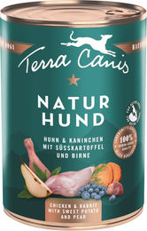Produktbild von Terra Canis Naturhund Hundefutter Adult Huhn & Kaninchen mit Süßkartoffel & Birne Stückchen in Sauce getreidefrei und glutenfrei 6 x 400 g