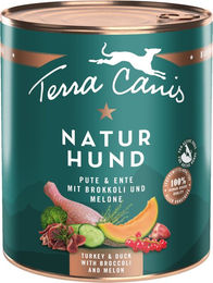 Produktbild von Terra Canis Naturhund Hundefutter Adult Pute und Ente mit Brokkoli und Melone Stückchen in Sauce Getreidefrei und Glutenfrei 12 x 800 g
