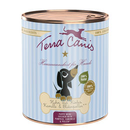 Produktbild von Terra Canis Welpen Nassfutter Huhn mit Kürbis Kamille und Tomate 6x800g
